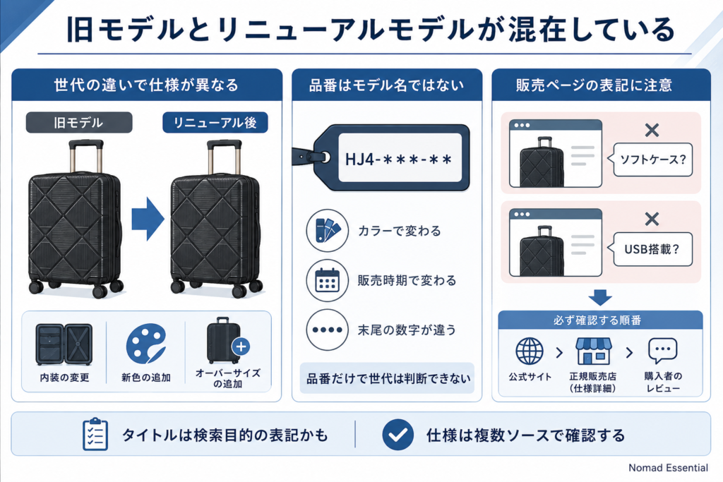 旧モデルとリニューアルモデルが混在している
