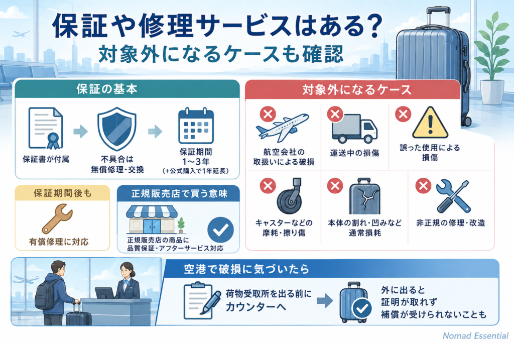 保証や修理サービスはある? 対象外になるケースも確認