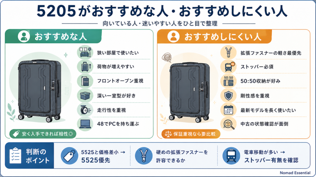 5205がおすすめな人・おすすめしにくい人