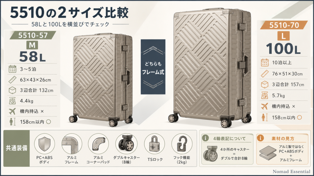 5510の2サイズ — スペックを横並びで比較