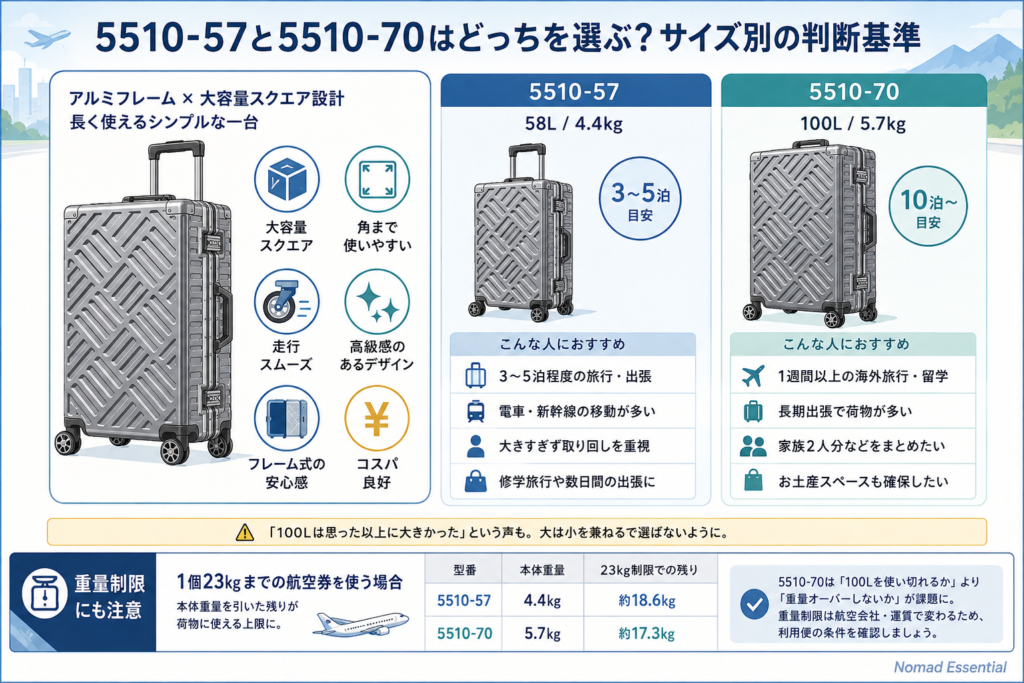 5510-57と5510-70はどっちを選ぶ? サイズ別の判断基準