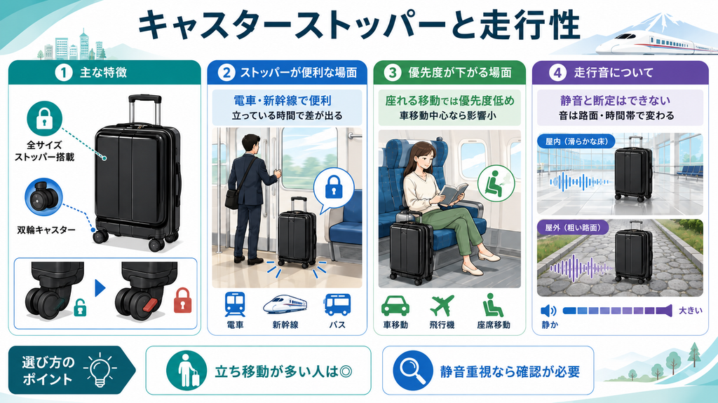 キャスターストッパーと走行性について