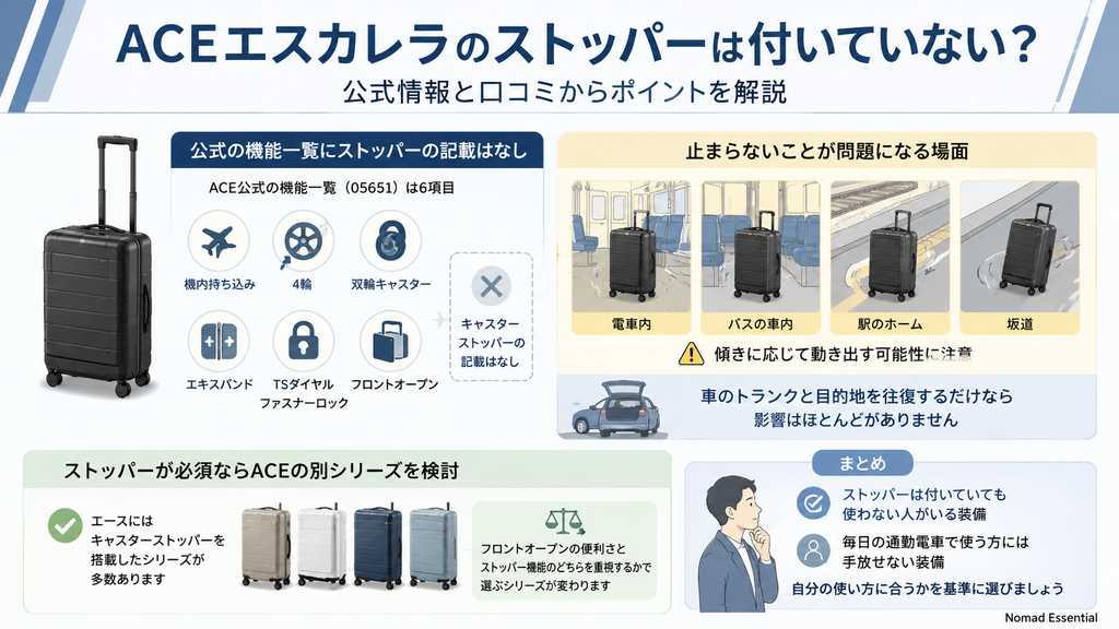 キャスターストッパーが機能一覧にない
