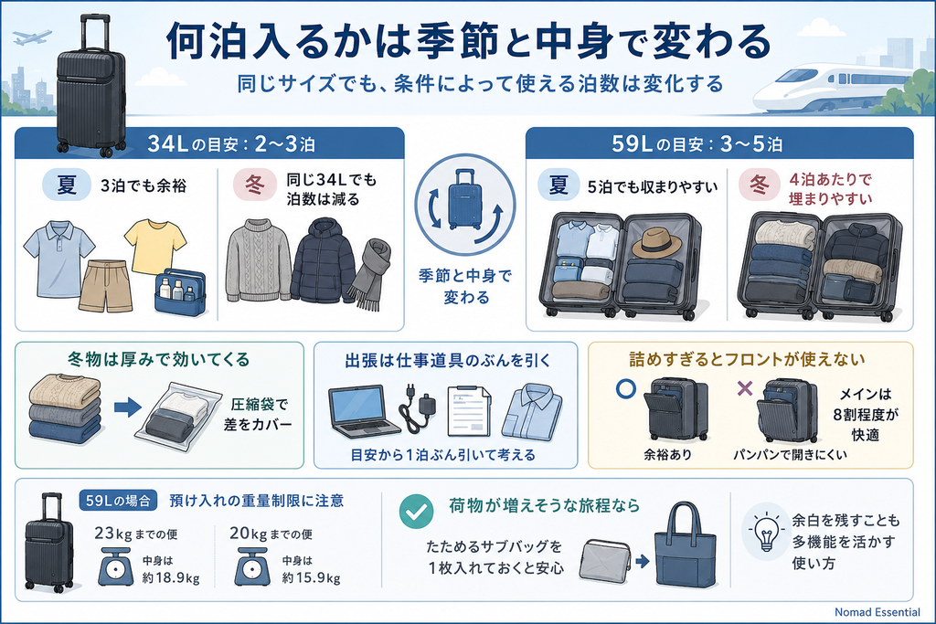 何泊入るかは季節と中身で変わる
