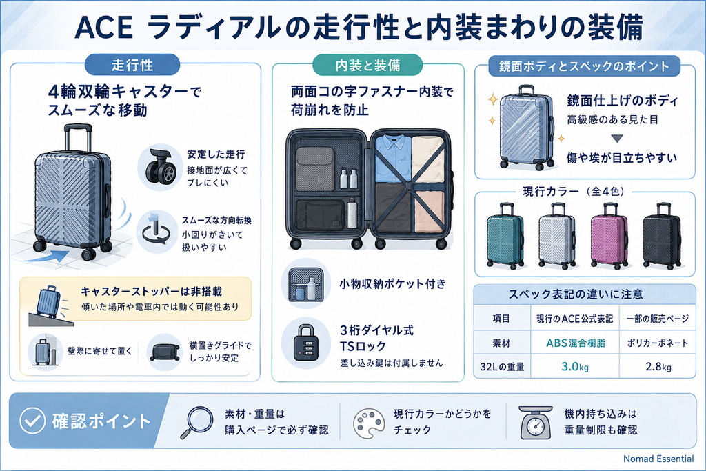 ラディアルの走行性と内装まわりの装備