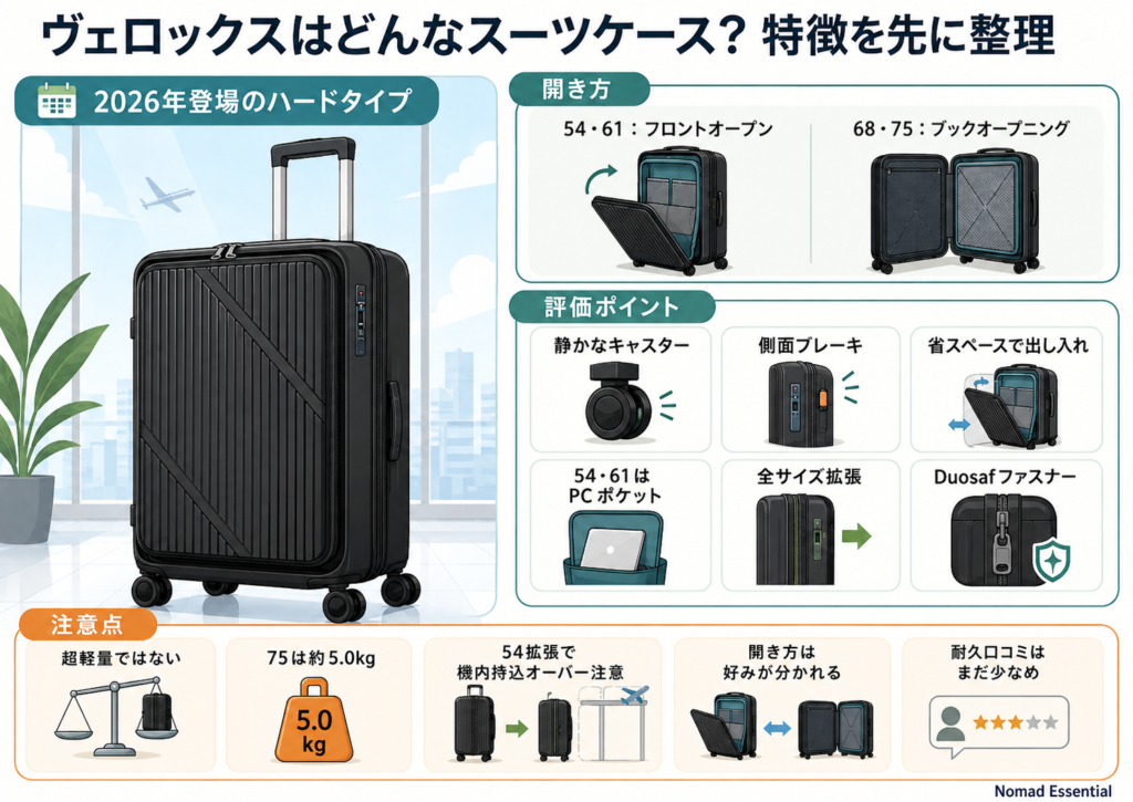 ヴェロックスはどんなスーツケース? 特徴を先に整理