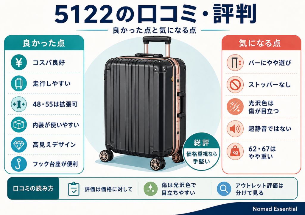 5122の口コミ・評判 — 良かった点と気になる点
