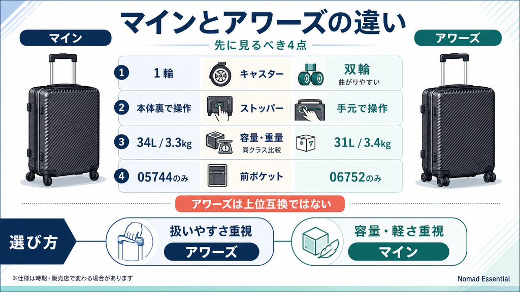マインとアワーズの違い