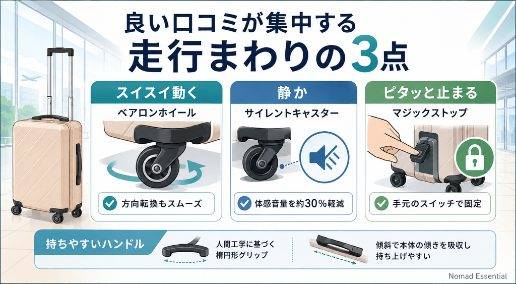 良い口コミが集中する走行まわりの3点