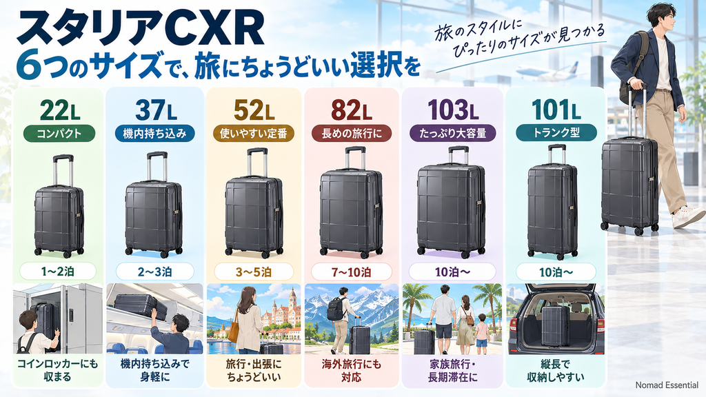 22L・37L・52L・82L・103L・101Lの選び分け