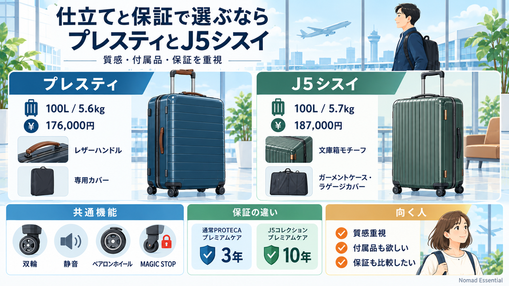 仕立てと保証を重視するならプレスティとJ5シスイ