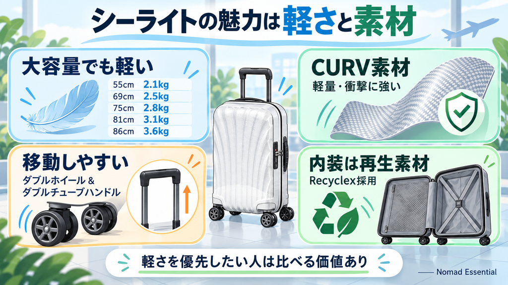 シーライトの魅力は軽さと素材にある