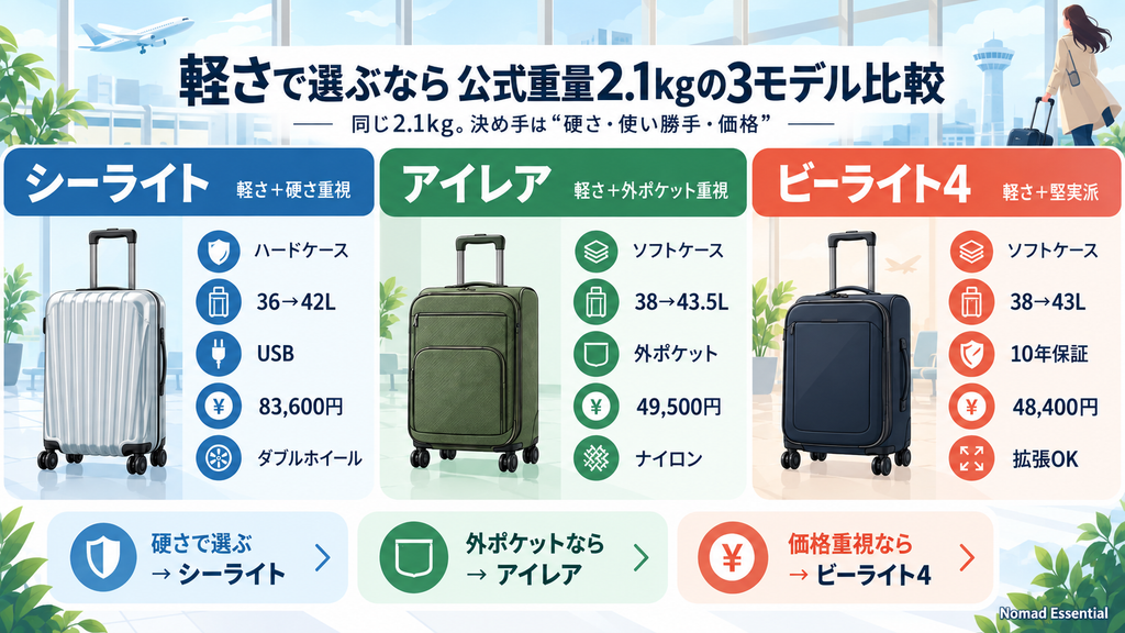 軽量特化のおすすめ3モデル