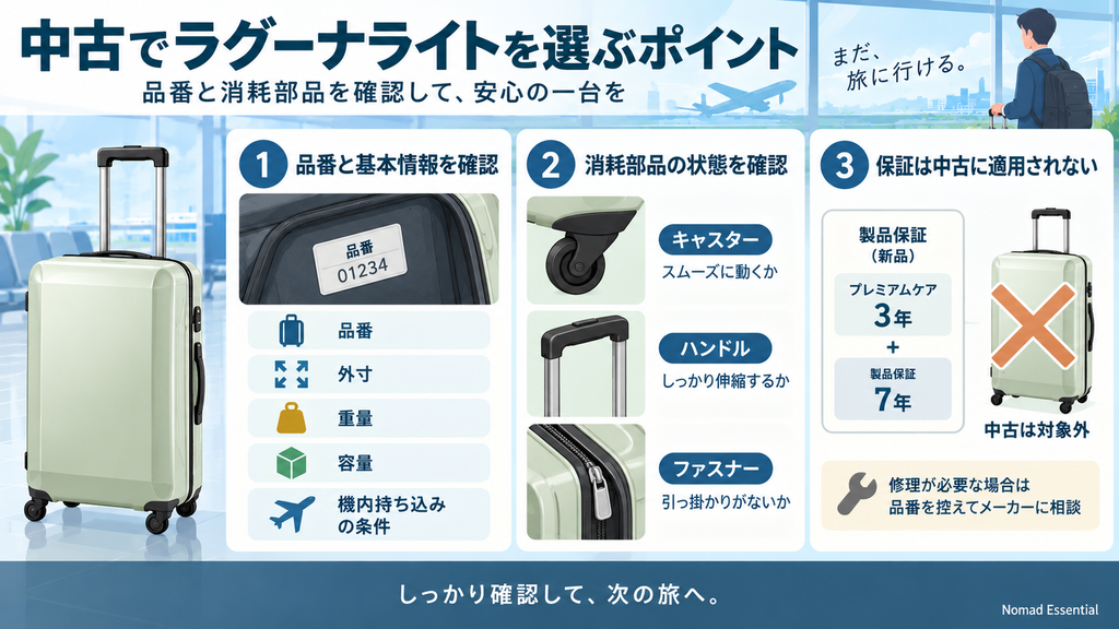 中古のラグーナライトは品番と消耗部品を確認する