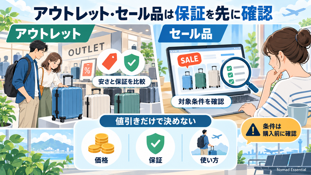アウトレット品とセール品は保証条件を先に見る