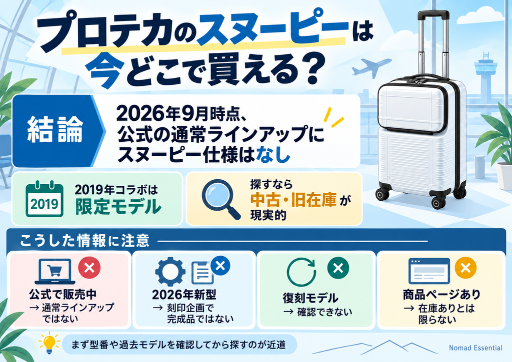 プロテカのスヌーピーは今どこで買えるのか