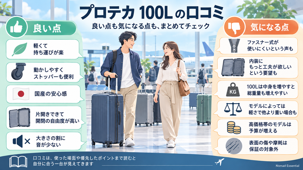 プロテカ100Lスーツケースの口コミ