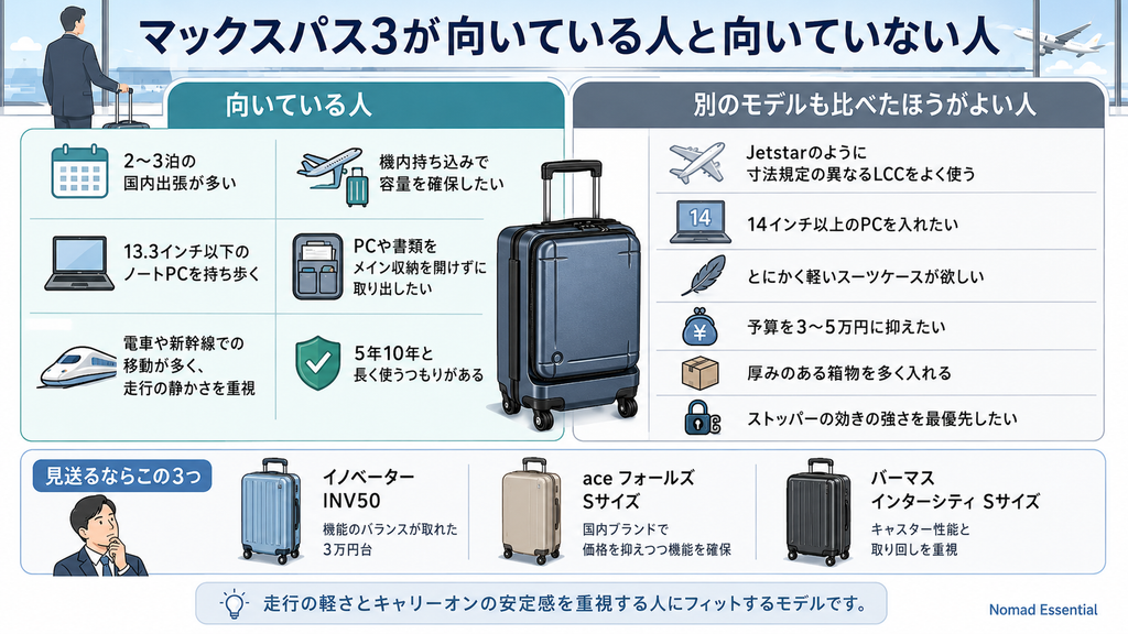 マックスパス3が向いている人と向いていない人