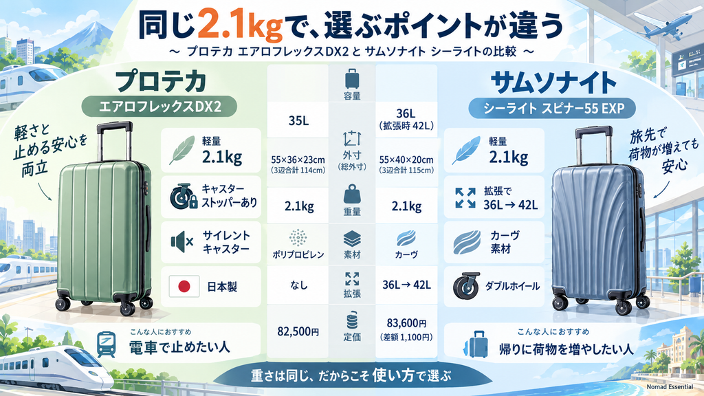 2.1kgの計量モデルで比較