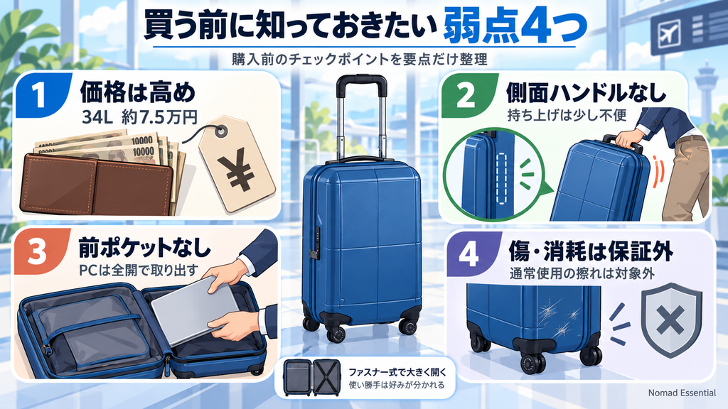 買う前に知っておきたい弱点は4つある