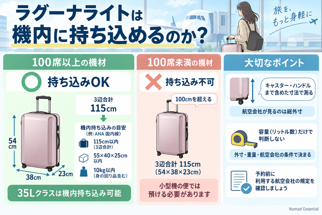 ラグーナライトは機内に持ち込めるのか