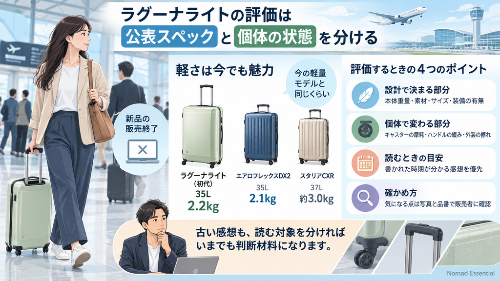 ラグーナライトの評価は公表スペックと個体の状態を分ける