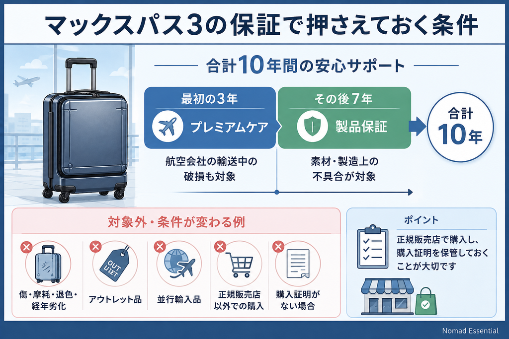 マックスパス3の保証で押さえておく条件