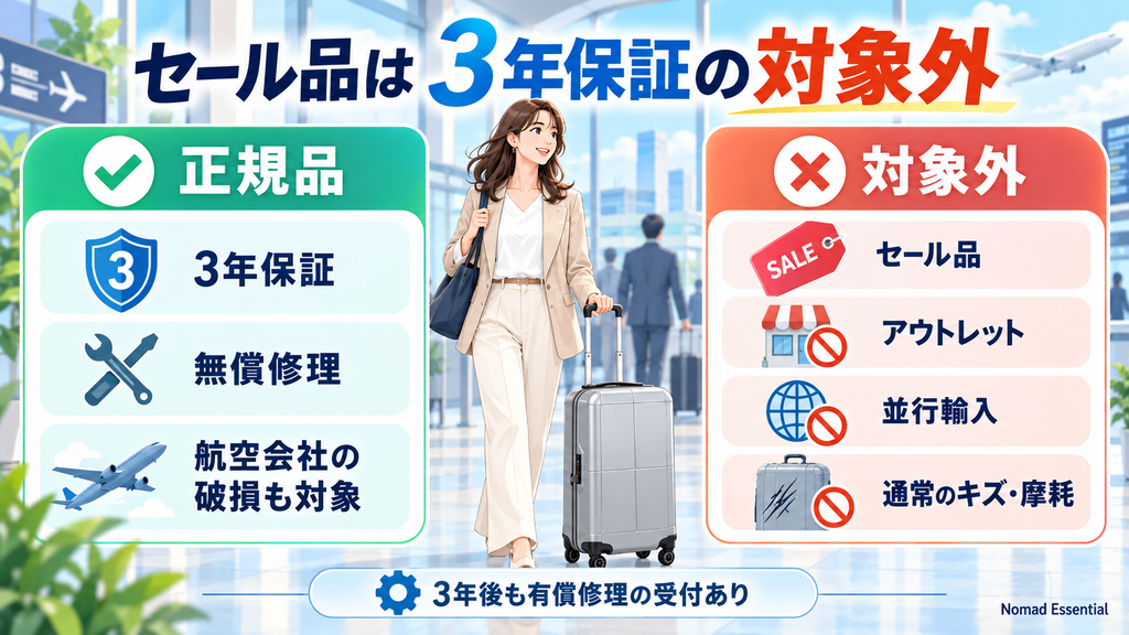 セール品は3年保証の対象から外れる