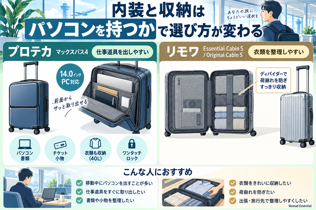 内装と収納はパソコンを持つかで選び方が変わる