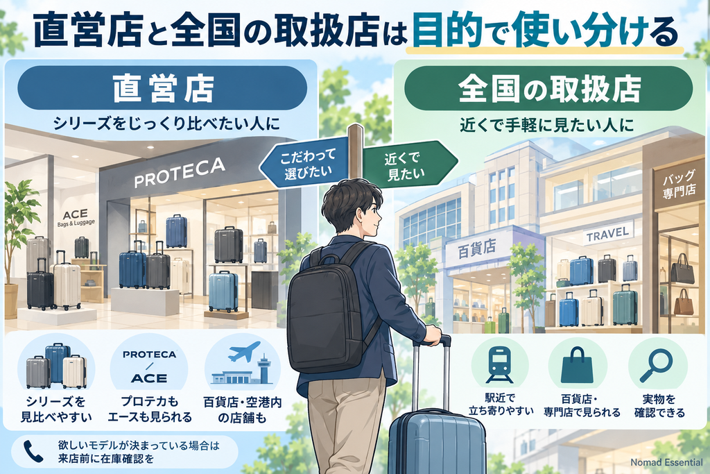 直営店と全国の取扱店は目的で使い分ける