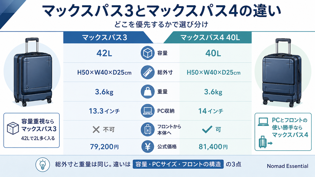 マックスパス3とマックスパス4の違い