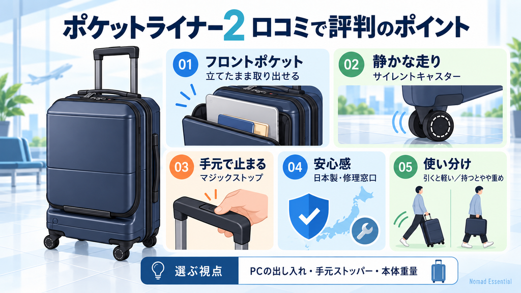 口コミではフロントポケットと静かな走りが評判