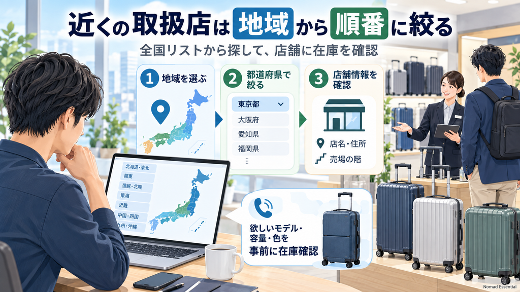 近くの取扱店は地域から順番に絞る